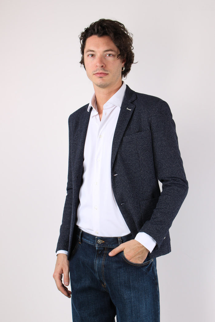 Giacca Micro Melange Blu-5