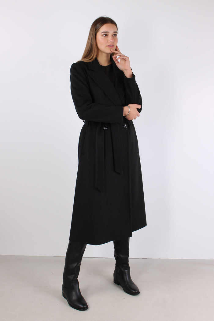Cappotto Doppiopetto Cintura Nero-4