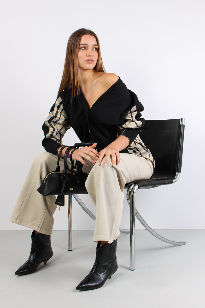 Cardigan Inserto Check Black/vanilla-6