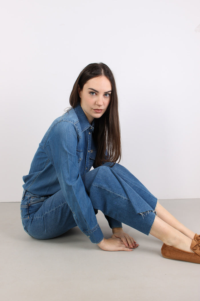 Jeans Flare Basico Denim Scuro-5