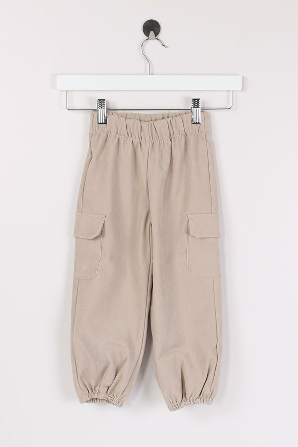 Pantalone Cargo Velluto Liscio Beige