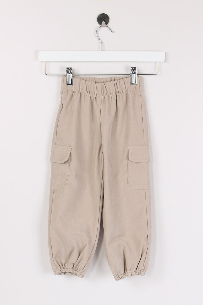Pantalone Cargo Velluto Liscio Beige