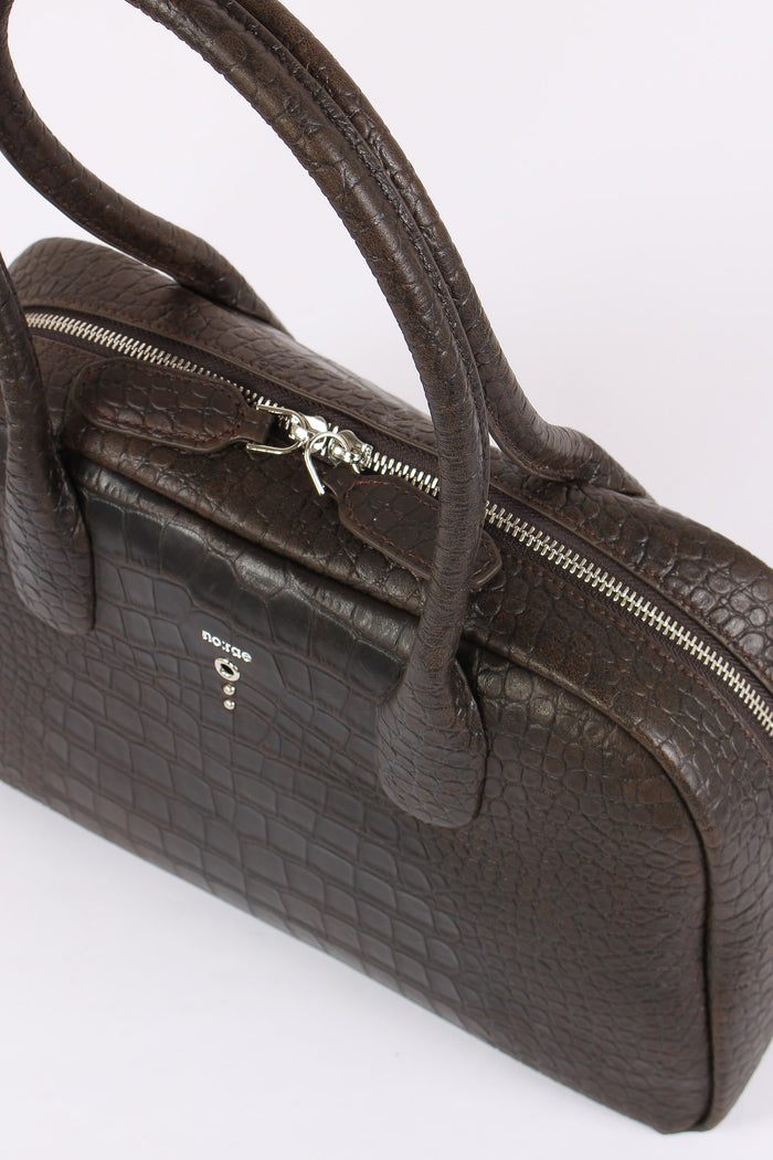 Shopping Stampa Cocco Manici Alti Dark Brown-4