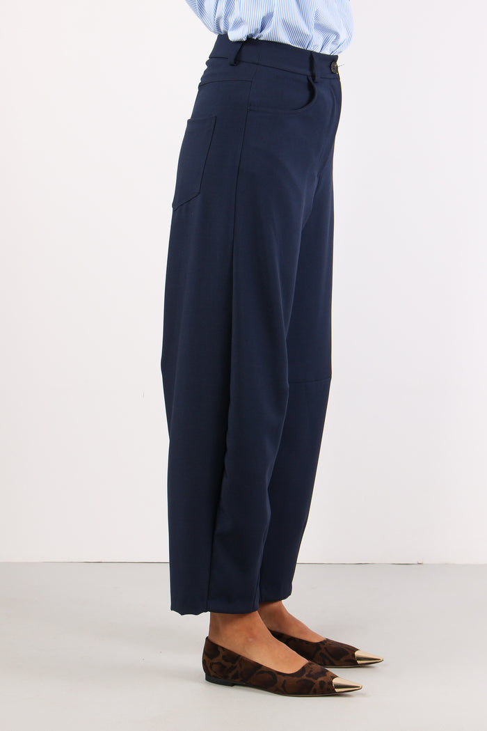 Pantalone Carrot Tessuto Tecni Blu-5