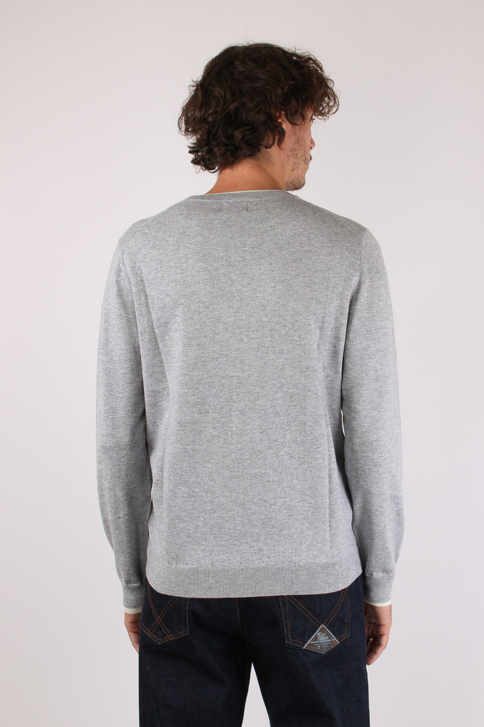 Maglia Girocollo Profilo Contrasto Grigio-5