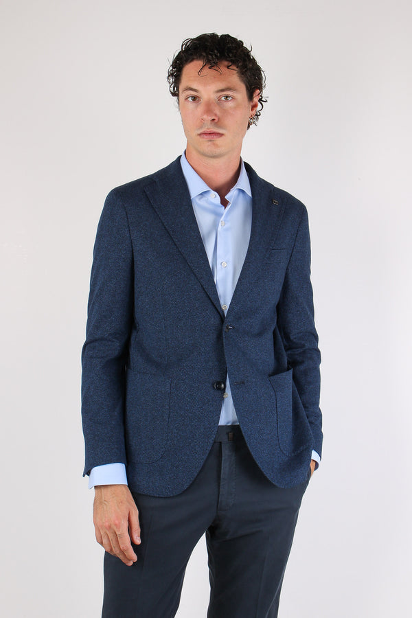 Giacca Monopetto Chevron Blu
