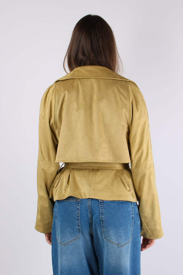 Trench Corto Ecocamoscio Golden Olive-7
