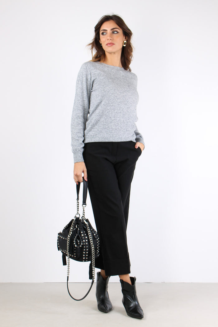 Maglia Misto Cachemire Grigio Melange-3