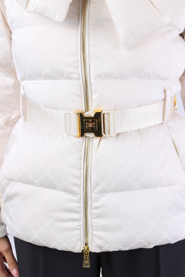 Piumino Logo Fiocco Collo Milk-8