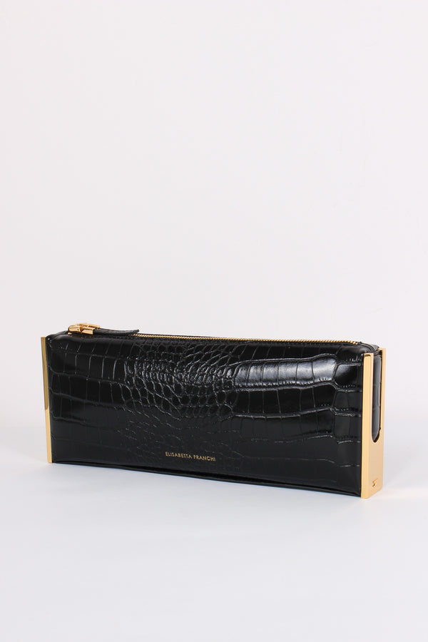 Clutch Stampa Cocco Grande Nero-2