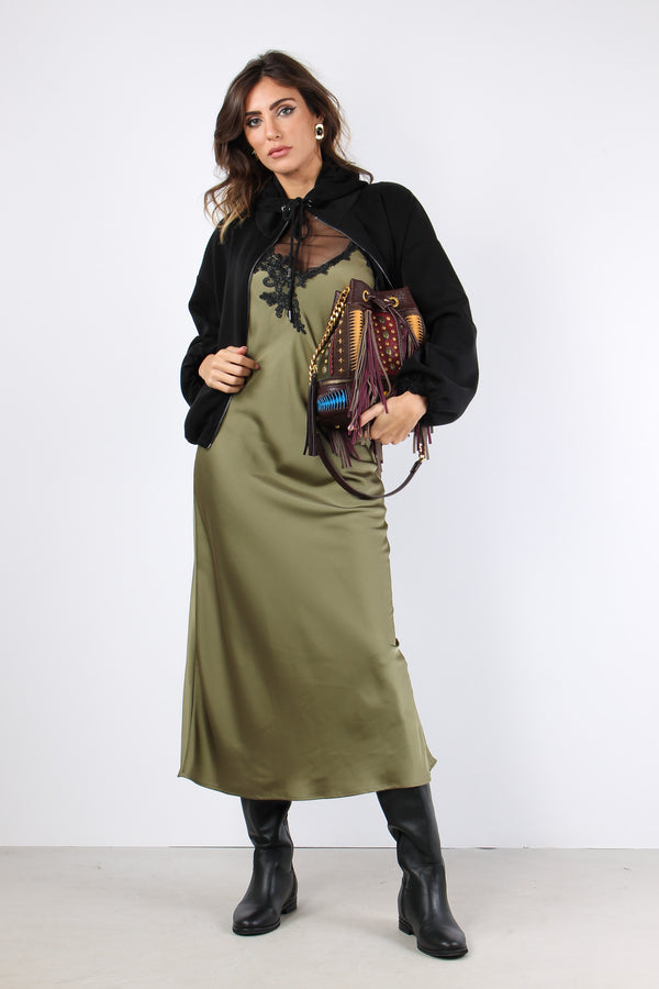 Abito Raso Inserto Pizzo Militare