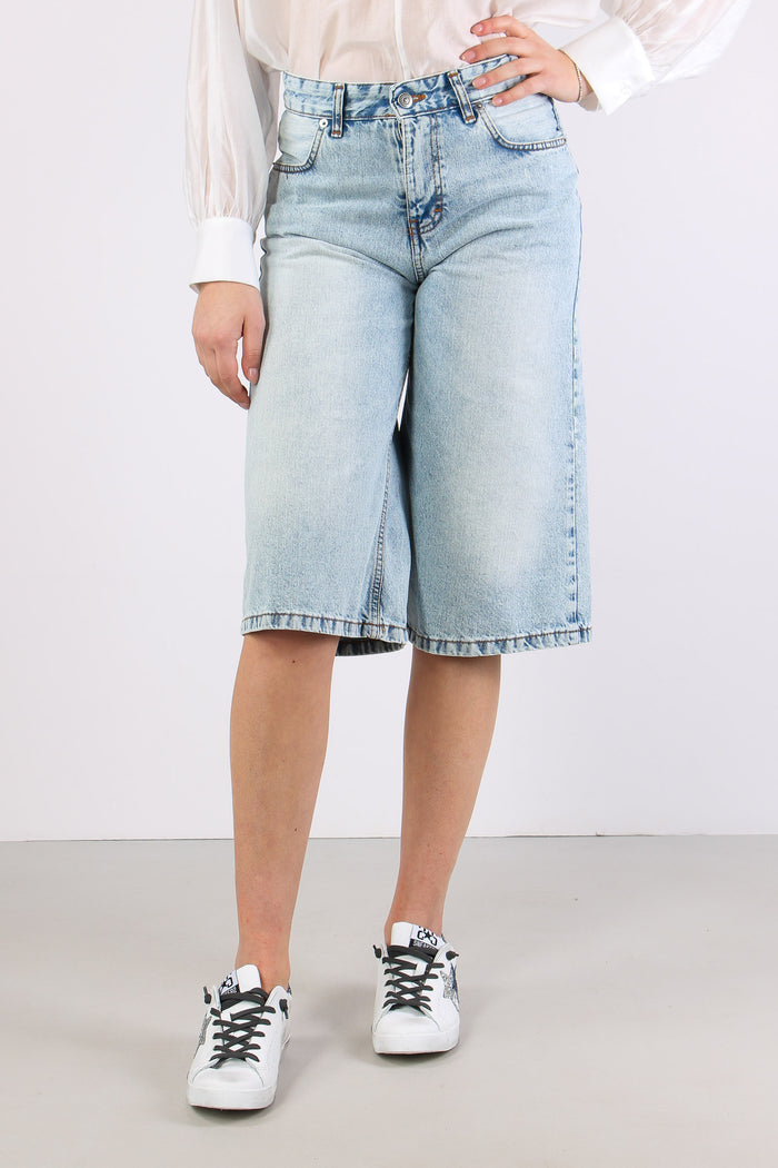 Bermuda Denim Effetto Marmoriz Denim Chiaro-2