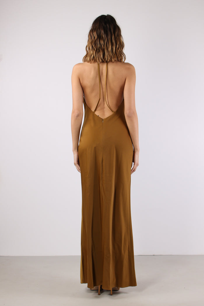 Abito Lungo Raso Bronze-4