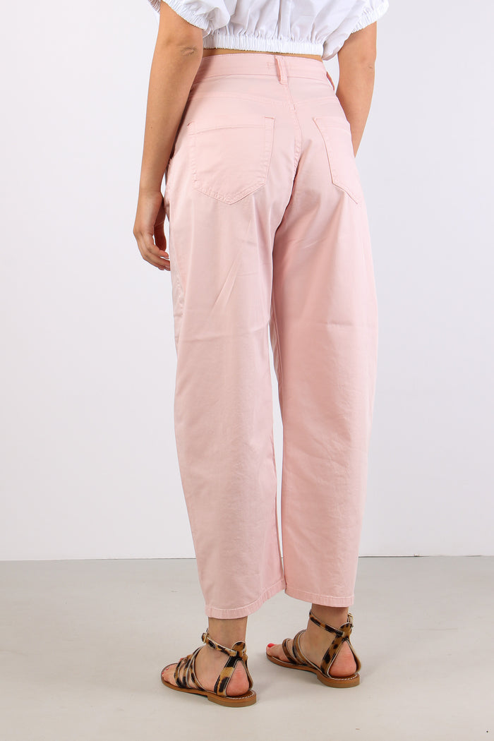 Pantalone Barrel Tessuto Legge Rosa-4