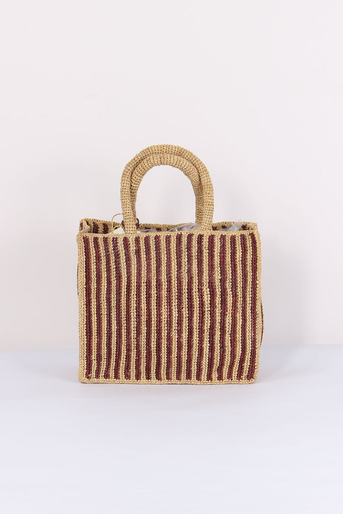 Colette Mini Raffia Righe Beige/moro-5