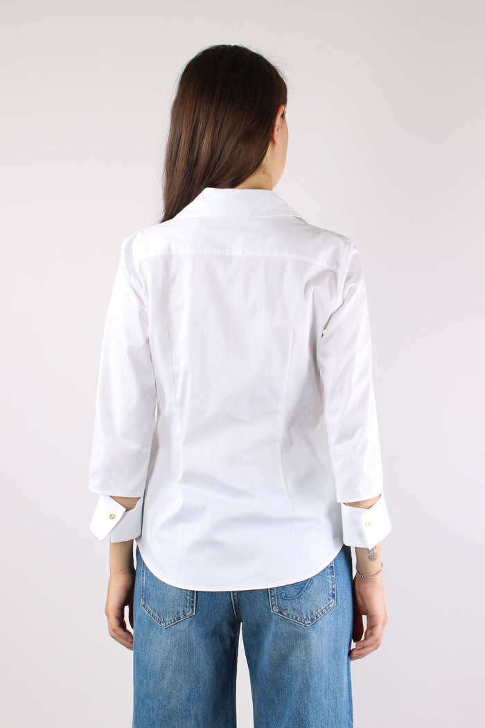 Camicia Cut Out Polsini Bianco-5