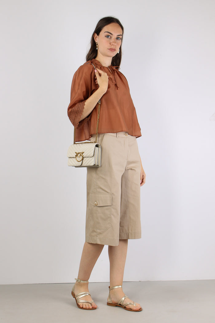Camicia Mussola Macrame Manica Ruggine-6