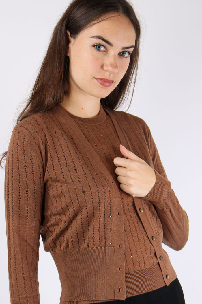 Nogara Cardigan Filato Lana Visone-6