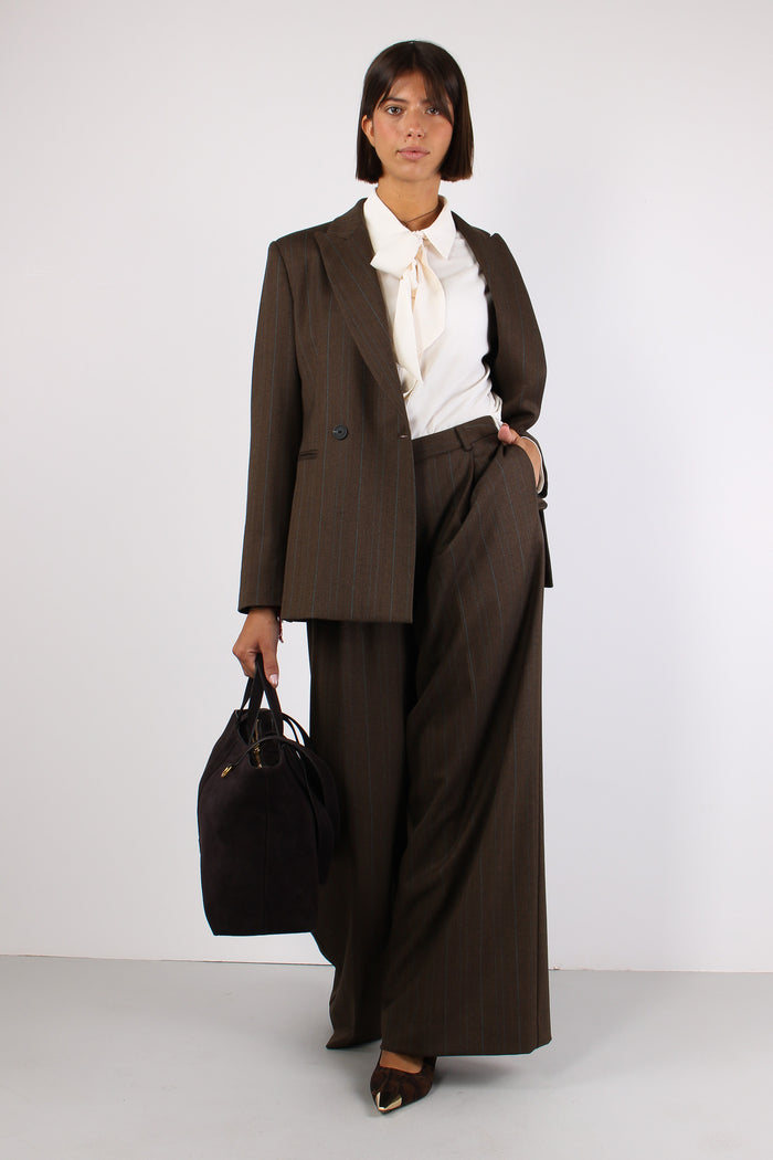 Pantalone Dritto Pences Gessato Espresso-3