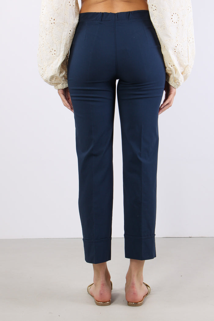 Pantalone Dritto Risvolto Blu-4