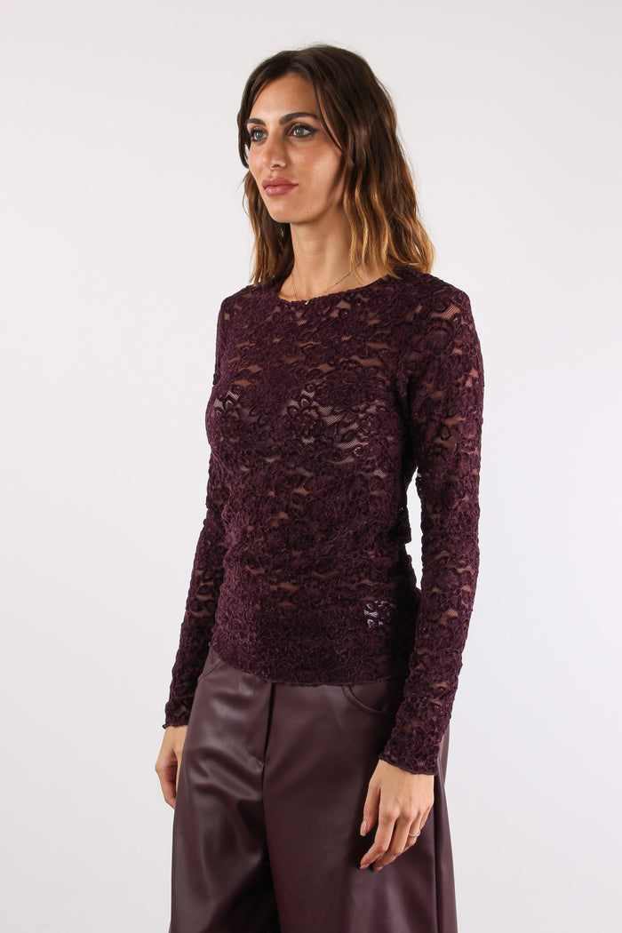 T-shirt M/l Pizzo Ciniglia Bordeaux-3