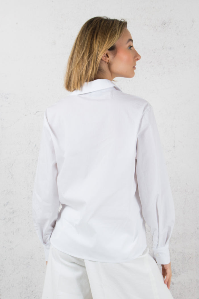 Camicia Cotone Spacchi Tasche Bianco-2