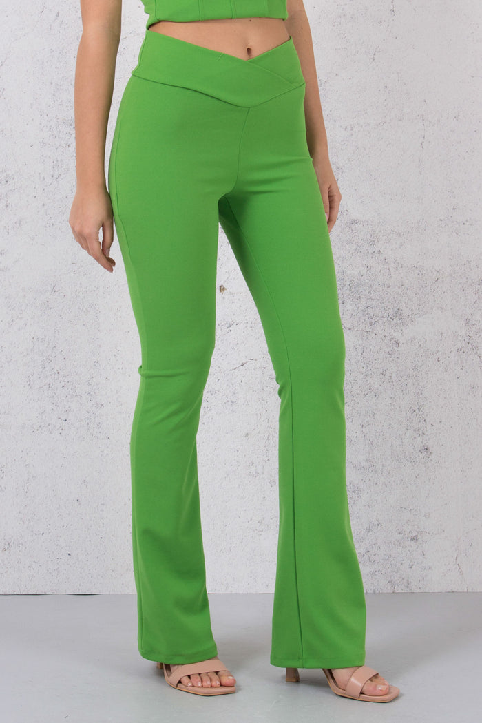 Pantalone Crepe Zampa Verde-5