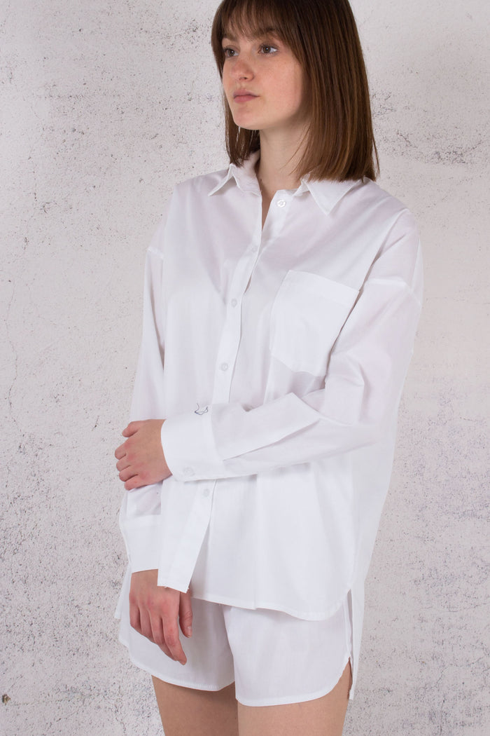 Camicia Over Cotone Bianco-4