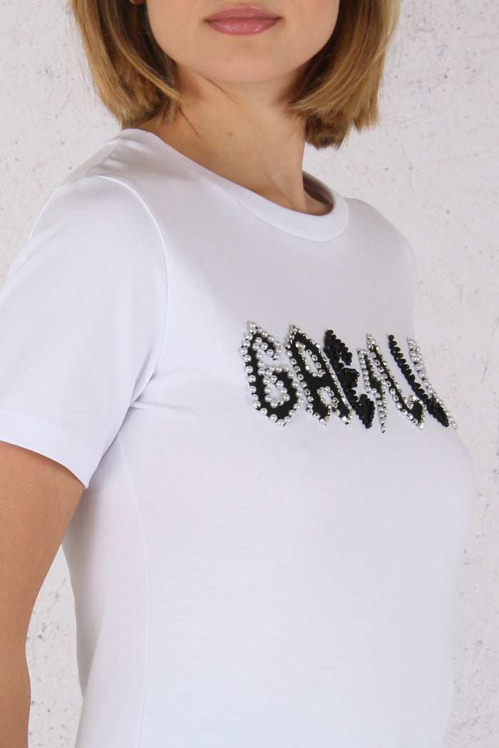 T-shirt Logo Perle Bianco-5