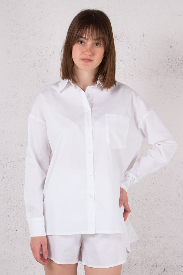 Camicia Over Cotone Bianco-1