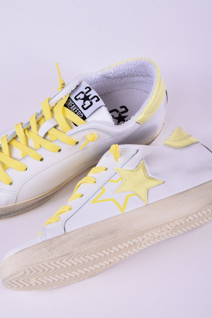 Sneaker Bassa Vernice Bianco/giallo-5