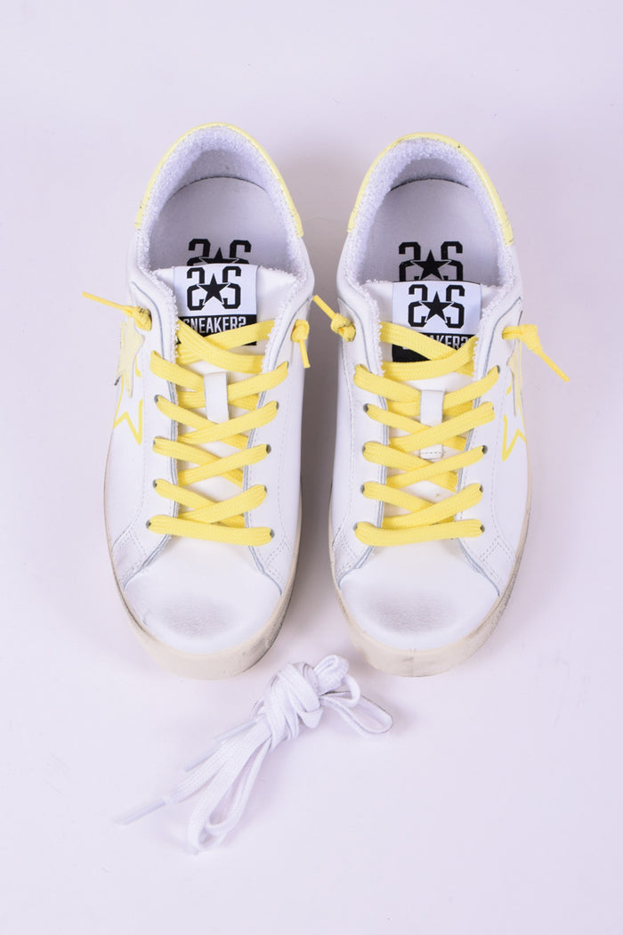 Sneaker Bassa Vernice Bianco/giallo-4