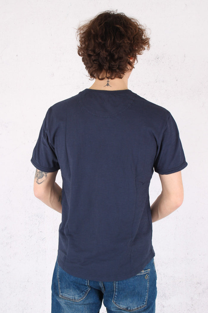 T-shirt Cotone Fiammato Navy Blue-2