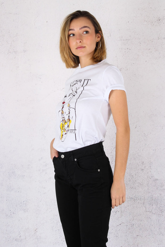 T-shirt Stampa Donna Bianco-4